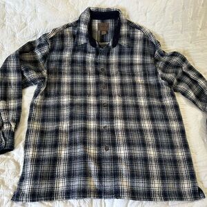 St. John's Bay Men's Blue and White Plaid Shirt Jacket